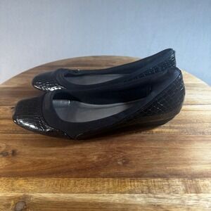 Pierre Dumas Laurel-6 Womens Black Croc Embossed Square Toe Ballet Flats Size 9M